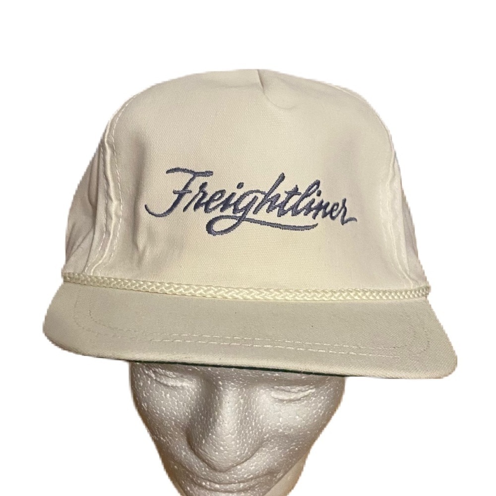 Vintage Freightliner Trucks Rope Strap Back Made in USA Hat White Blue